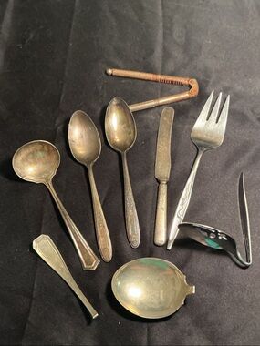 Vintage 9 piece Silver-Tone Flatware Assortment - Silver - one broken